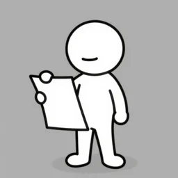 a cartoon stick figure holding a piece of paper, simple cartoon
