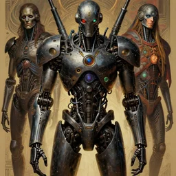 close up sci - fi hippie poster art simon stalenhag, complicated dark techno mech robots, elegant, highly detailed, centered, digital painting, concept art, smooth, sharp focus, illustration, artgerm, tomasz alen kopera, peter mohrbacher, donato giancola, joseph christian leyendecker, wlop, frank frazetta