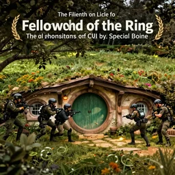 screenshot from the fellowship of the ring when swat team fbi cia special forces raided a hobbit hole