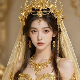 character concept art of an anime goddess of gold and precious gems | | cute - fine - face, gossamer clothing, pretty face, realistic shaded perfect face, fine details by stanley artgerm lau, wlop, rossdraws, james jean, andrei riabovitchev, marc simonetti, and sakimichan, tranding on artstation