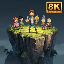 photo cartoon illustration comics manga painting of cliff : 6 fantasy, digital painting, unreal engine, 8 k, volumetric lighting, contrast
