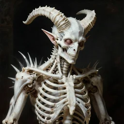 closeup portrait of white ribbed demon covered with ribs white mechanical spines white muscle tissue ribbed spiky horns, lucid dream - like heavy atmosphere, baroque painting, harsh flash photo, perfect composition, detailed octane render trending on artstation, 8 k artistic photography, volumetric cinematic perfect light, chiaroscuro, masterpiece, raphael, caravaggio, beksinski, rutkowski