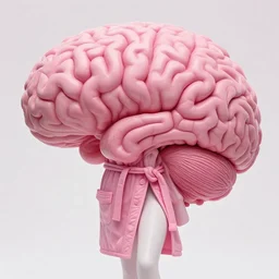 fashion photography, designer runway robe that looks like brain matter, billowing, pink, roiling, detailed