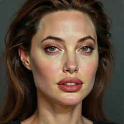 A beautiful close-up of a woman who looks like Angelina Jolie, digital art by Edward Hopper, vibrant color scheme, highly detailed, in the style of romanticism, fine Art, high detail, great lighting, 8k resolution, masterpiece, concept art, illustration, clear eyes, soft lighting, soft details, painting oil on canvas, octane render, HDR, trending on artstation, 4k, 8k, HD