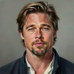 portrait of brad pitt as aang in avatar, very detailed, hyperrealistic, high quality, painting by Glenn Fabry, by Joao Ruas