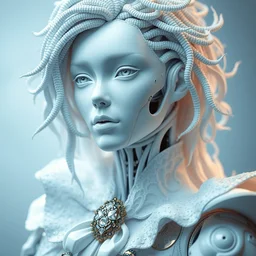 hyper detailed ultra sharp portrait of a beautiful well contoured porcelain ivory nier automata!, artstation!! detailed elegant clothes, full body, sharp focus, ambient lighting pixiv!! scenery art, biomechanical white silver rhizomorphs, dream texture, ilya kushinov, alexandre ferra, irakli nadar, alexander mcqueen, nier automata render 4 k