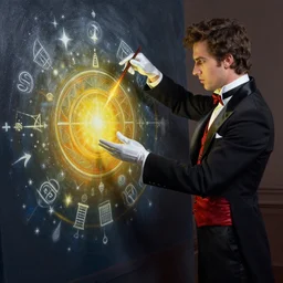 magician creates a spell painting by rob goncalves