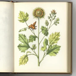 high resolution scan of the pages of the cursed herbarium, by akira toriyama, by john howe