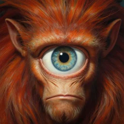 one-eyed cyclops concept art with one huge eye in the center. Extremely high detail, details, realistic, fantasy art, solo, masterpiece, portrait painting, saturated colors, art by Arthur Rackham, Dariusz Zawadzki