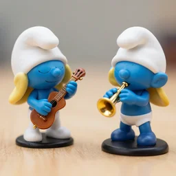 smurf figurines playing musical instruments