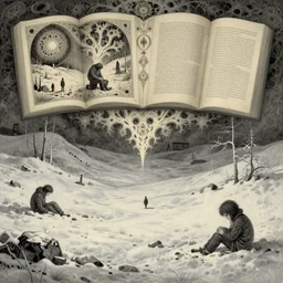 resolution 4k worlds of loss and depression Dark tundra snow made in abyss design ivory dream like storybooks, fractals , art in the style of and Oleg Vdovenko and Gustave dore and Akihito Tsukushi