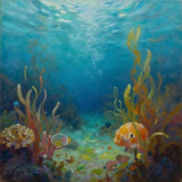 a beautiful painting of an underwater scene by logan walden