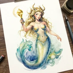 watercolor art on paper, aquarius, highly detailed, artstation, masterpiece, award - winning