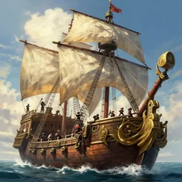 sea of thieves athena's legends pirates on a galleon, fantasy, digital painting, volumetric light, intricate, sharp, focus, bloom, illustration, highly detailed, concept art, matte, ruan jia, randy vargas, greg rutkowski