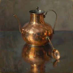 oil painting of reflective copper still by anders zorn, wonderful art by greg rutkowski, beautiful cinematic light, american romanticism by greg manchess, reflections and refraction, sunlight