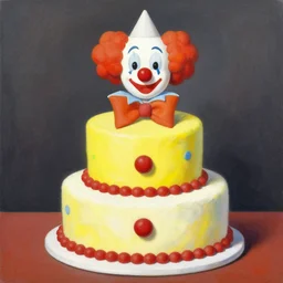 painting of a primary color clown cake by greg hildebrandt tim hildebrant brothers hildebrant