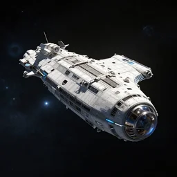 A spaceship in deep space, realistic 4k render