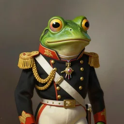 pepe the frog posing as a highly decorated military general, portrait, intricate, sad, highly detailed, digital painting, artstation, concept art, wallpaper, smooth, sharp focus, illustration, art by artgerm and greg rutkowski and alphonse mucha