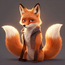 an anthropomorphic fox with a fluffy tail wearing a vest, backlighting, trending on artstation, digital art, furry art, trending on furaffinity