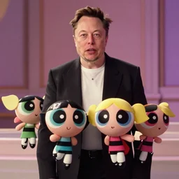 4 k film still, elon musk as the powerpuff girls, 2 6 mm