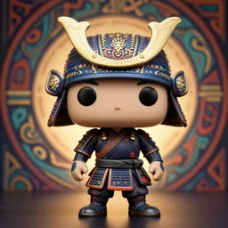 a photo - real delicate sculpture funko pop of an ornate detailed ronin in front of an intricate background by aj fosik, micro detail, backlit lighting, octane renderer, colourful, physically based rendering, tribal art, trending on cgsociety
