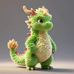 full body side portrait of a tall cute green fuzzy anthropomorphic male dragon in the style of a european dragon with wide hips and thighs standing and a red spike on the tip of the tail, soft lighting, artstation, extremely detailed, in the style of kaitou - cute