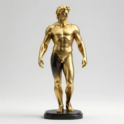 stylized gold and black statue made of marble of hercules, perfect symmetrical body, perfect symmetrical face, hyper realistic, hyper detailed, by johannen voss, by michelangelo, octane render, blender, 8 k