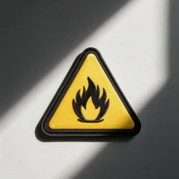 a retro minimalist clean fire warning caution patch