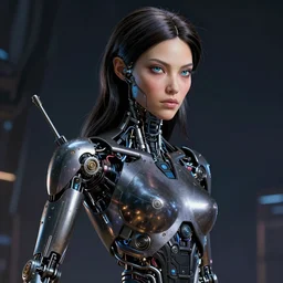 beauty Alita woman, futuristic mechanical, dystopian, dramatic lighting, mechanical details, electrical details, trending on artstation, by Hajime Sorayama and Boris Vallejo