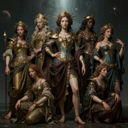 costume design made by divine beings, sophisticated composition, old masters light composition, procedurally generated, character posing for concept art, DMT SPACE behind, substance designer, PBR, HD, Ultra detailed, hyperrealistic, megascans, volumetric light, concept by master artist, made in paint tool SAI2, trending pixiv face