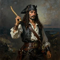 ultra realistic color portrait painting of a spanish bandolero 1 9 th century pirate with a trabuco, dark, painted, brooding, atmospheric, landscape, smooth, epic, highly detailed, cinematic