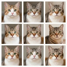 4 x 4 array of pictures, cat