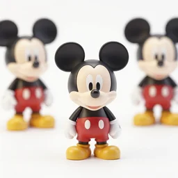 close photograph of disney mouse cake toppers by kidrobot, octane render, hyper realistic, cute, kawaii, toys, plastic, vinyl, 8 k, white background,