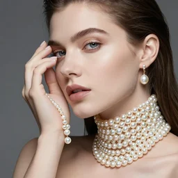 beautiful woman made of thousands of pearls