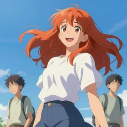 digital art cheerful latin redhead tomboy, blue sky, sharp contrast, high details, perfect proportions, dynamic art by ilya kuvshinov, murata, makoto shinkai, wlop, craig mullins, kawaci paneling art expert, best selling pixiv, volumetric lighting, realistic shaded lighting, 8 k, highly detailed render