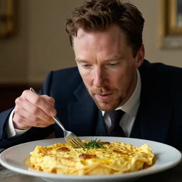 benedict cumberbatch becomes omelette, highly detailed, extremely high quality, hd, 4 k, 8 k, professional photographer, 4 0 mp, lifelike, top - rated, award winning, realistic, detailed lighting, detailed shadows, sharp, no blur, edited, corrected, trending