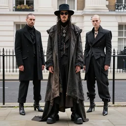 high fashion photoshoot in london wearing 1 9 th century fashion inspired by rick owens, vogue, wonderland. fashion photography, streetwear.