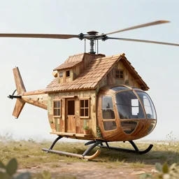 Recycled house made from a helicopter