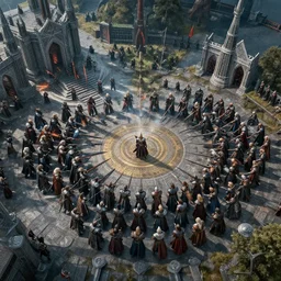 cinematic, bird eye view of ragnarok battle in valhalla, kodachromatic, hdr