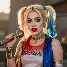 lady gaga is harley quinn, volumetric lighting, beautiful, golden hour, sharp focus, ultra detailed, cgsociety