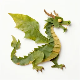 macro shot of a dragon made out of leaves