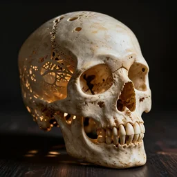 intricately cut skull