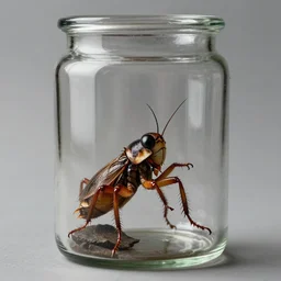 within a simple clear glass jar there resides a violent cricket mutant viciously snaps at all who dare draw near its poisonous mandibles rene magritte john william waterhouse h.r. giger Magali Villeneuve giorgio de chirico zdizlaw beksinski marc simonetti ross tran ruan jia edward hopper graham sutherland greg rutkowski james gilleard anton semenov