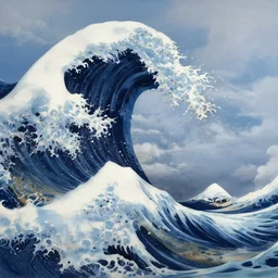 beautiful digital fantasy illustration of a a giant wave in the sky, a detailed matte painting by Dan Luvisi, cgsociety, fantasy art, highly detailed, soft lighting, rendered in octane, masterpiece, very very very aesthetic