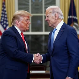 donald trump shaking hands with joe biden