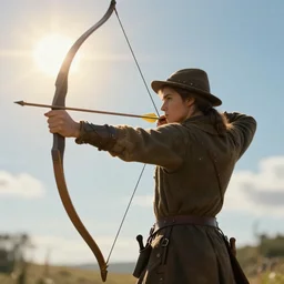 robin hood aiming his bow and arrow towards the shining sun, highly detailed, extremely high quality, hd, 4 k, 8 k, professional photographer, 4 0 mp, lifelike, top - rated, award winning, realistic, detailed lighting, detailed shadows, sharp, no blur, edited, corrected, trending