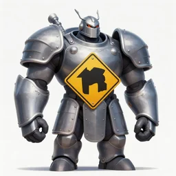 giant guardian wearing road sign armor, character design trending on artstation