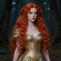 redhead maiden at night in a forest, d & d, shiny, fantasy, intricate, elegant, hyper detailed, ultra definition, photoreal, artstation, unreal engine rendered, concept art, smooth, sharp focus, illustration, art by artgerm and greg rutkowski and alphonse mucha and garis edelweiss