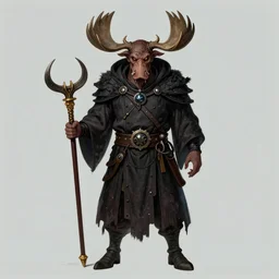 An evil moose necromancer character, digital art