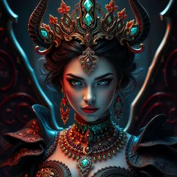 portrait of princess of evil, beautiful, attractive, glowing, ornate and intricate, jaw dropping, dynamic lighting, fairy tale, intricate and detailed, 4 k octane render